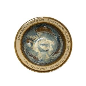 Bryan  Becker Handmade Ceramic "True Love" Bowl Blue Green Glaze 10"  Pottery